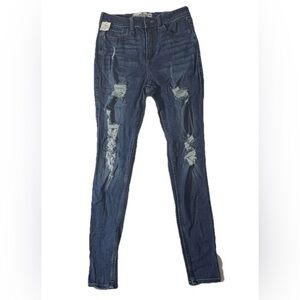 Hollister Dark Blue Distressed Skinny Jeans